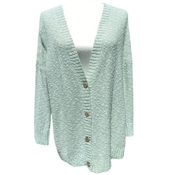 J. Jill Womens Blue Green Easy Cardigan Sweater V Neck‎ Lightweight Knit Large - Picture 1 of 7